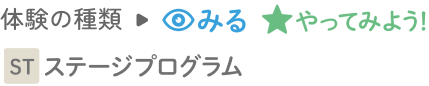 体験の種類→みる やってみよう ステージプログラム